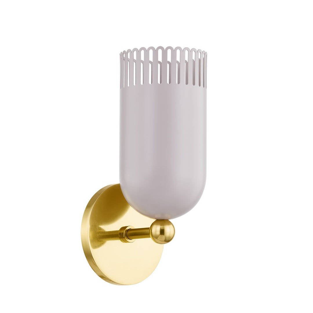 Liba One Light Wall Sconce in Aged Brass/Soft Peignoir - available from The Lighting Shoppe, trusted by Canadian homeowners