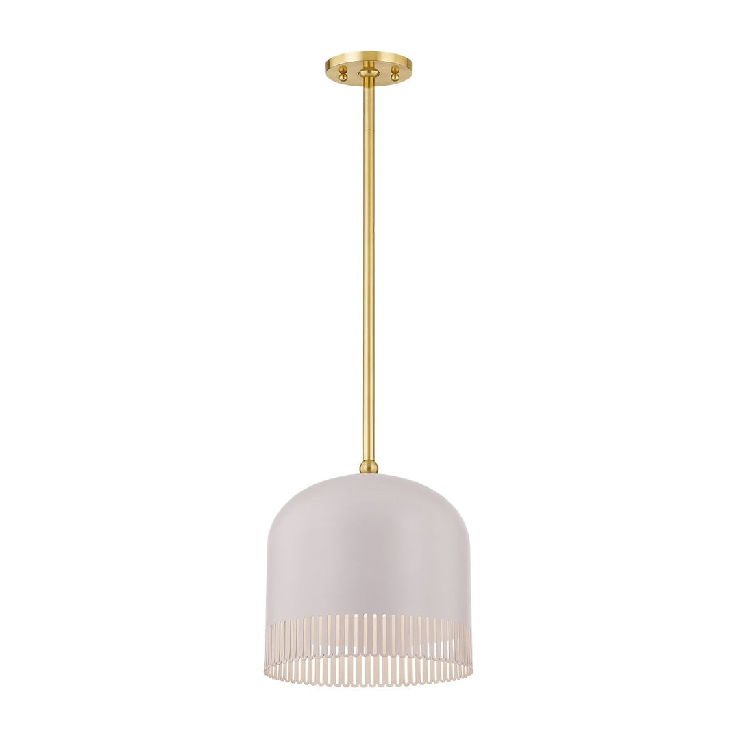 Liba One Light Pendant in Aged Brass/Soft Peignoir - available from The Lighting Shoppe, trusted by Canadian homeowners