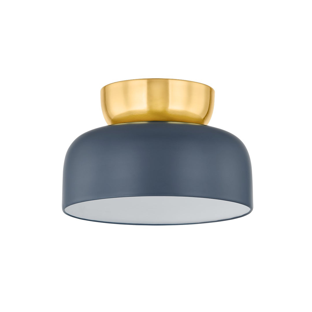 Batya One Light Flush Mount in Aged Brass/Slate Blue - available from The Lighting Shoppe, trusted by Canadian homeowners