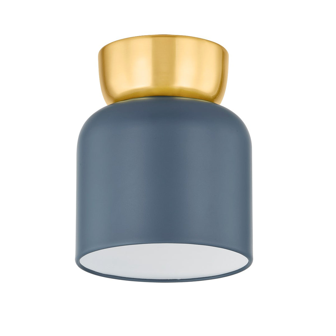 Batya One Light Flush Mount in Aged Brass/Slate Blue - available from The Lighting Shoppe, trusted by Canadian homeowners