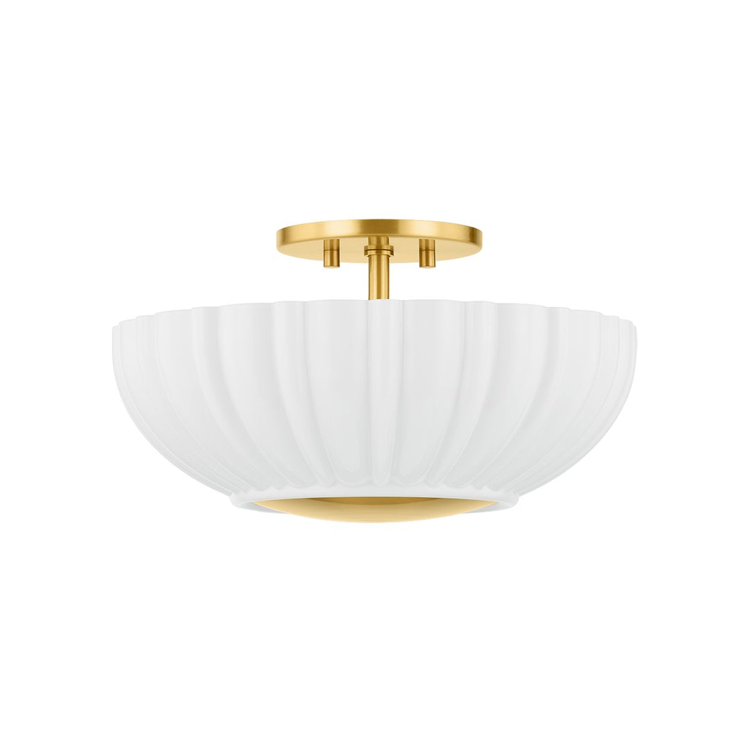 Anne Two Light Flush Mount in Aged Brass - available from The Lighting Shoppe, trusted by Canadian homeowners