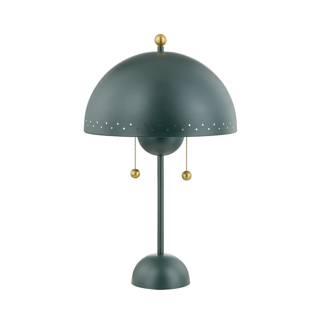 Jojo Two Light Table Lamp in Aged Brass/Soft Studio Green - available from The Lighting Shoppe, trusted by Canadian homeowners