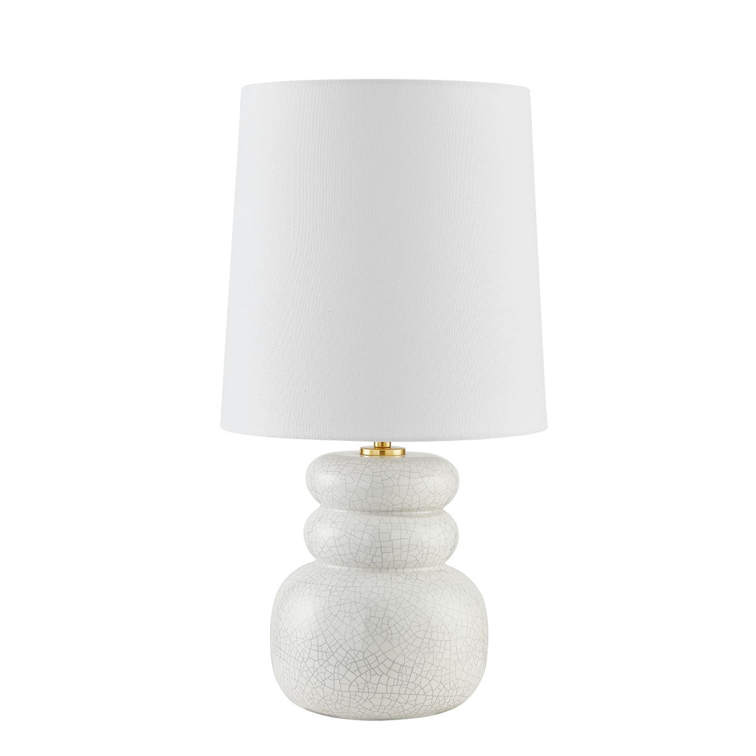 Corinne One Light Table Lamp in Aged Brass/Ceramic Peignoir Crackle - available from The Lighting Shoppe, trusted by Canadian homeowners