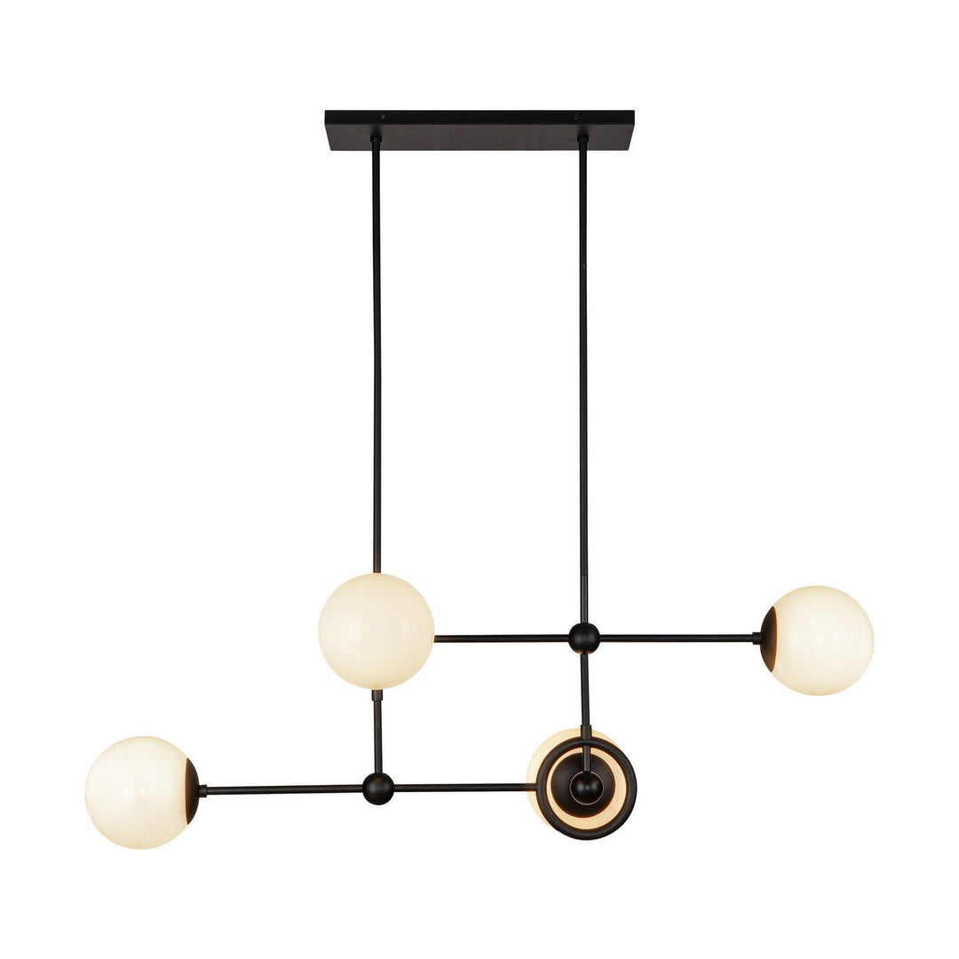 Alora Canada - CH407342MBGO - Four Light Chandelier - Fiore - Matte Black/Glossy Opal Glass