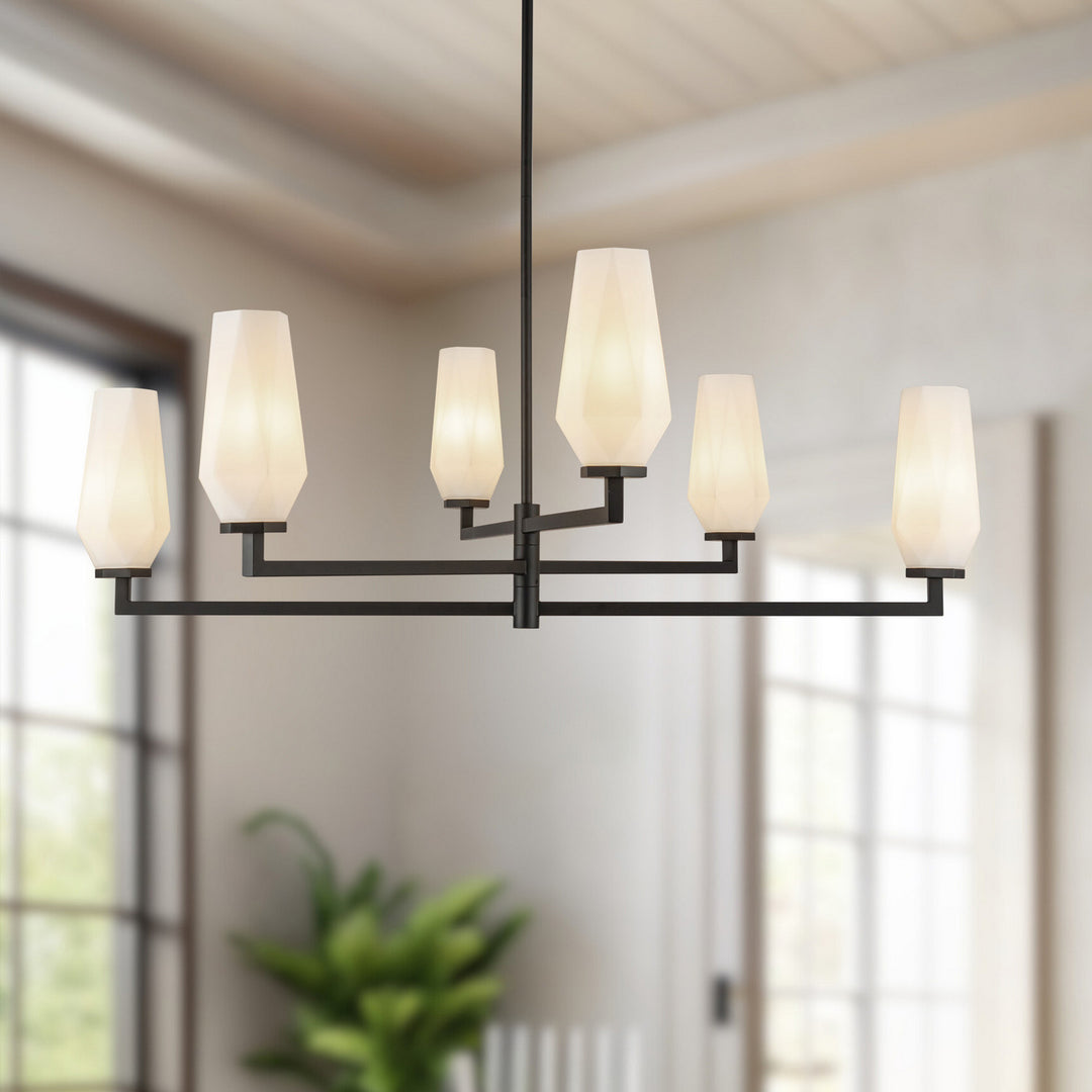 Alora Canada - CH424135MBOP - Six Light Chandelier - Krysta - Matte Black/Opal Glass