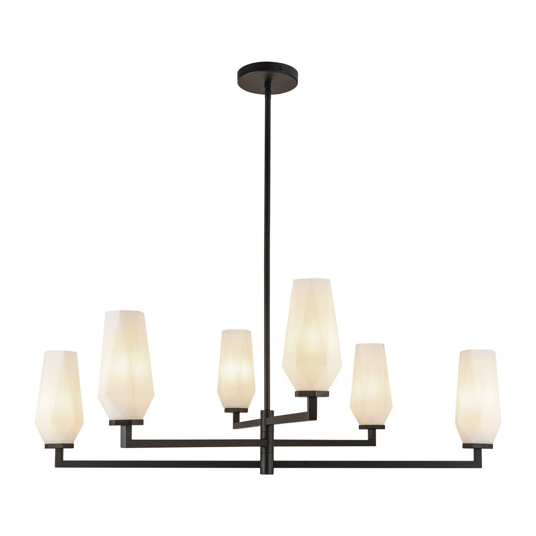 Alora Canada - CH424135MBOP - Six Light Chandelier - Krysta - Matte Black/Opal Glass