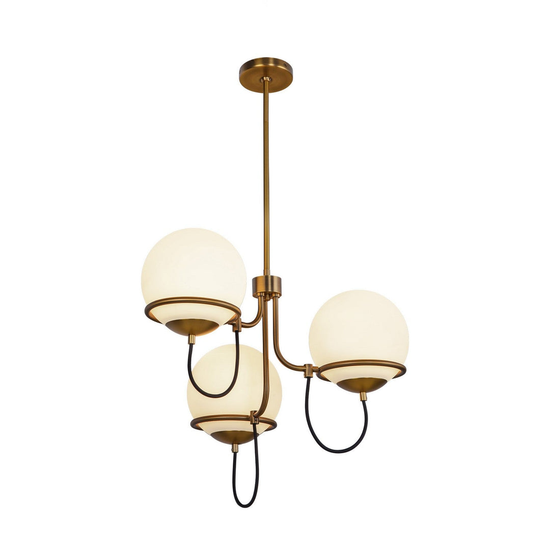 Alora Canada - CH458323AGOP - Three Light Chandelier - Alba - Aged Gold/Opal Glass