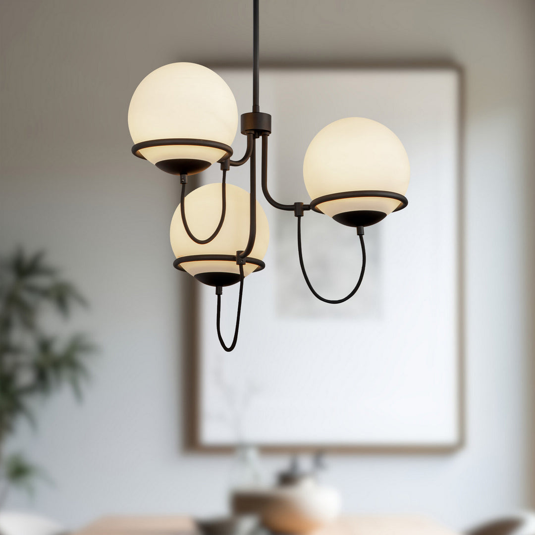 Alora Canada - CH458323MBOP - Three Light Chandelier - Alba - Matte Black/Opal Glass