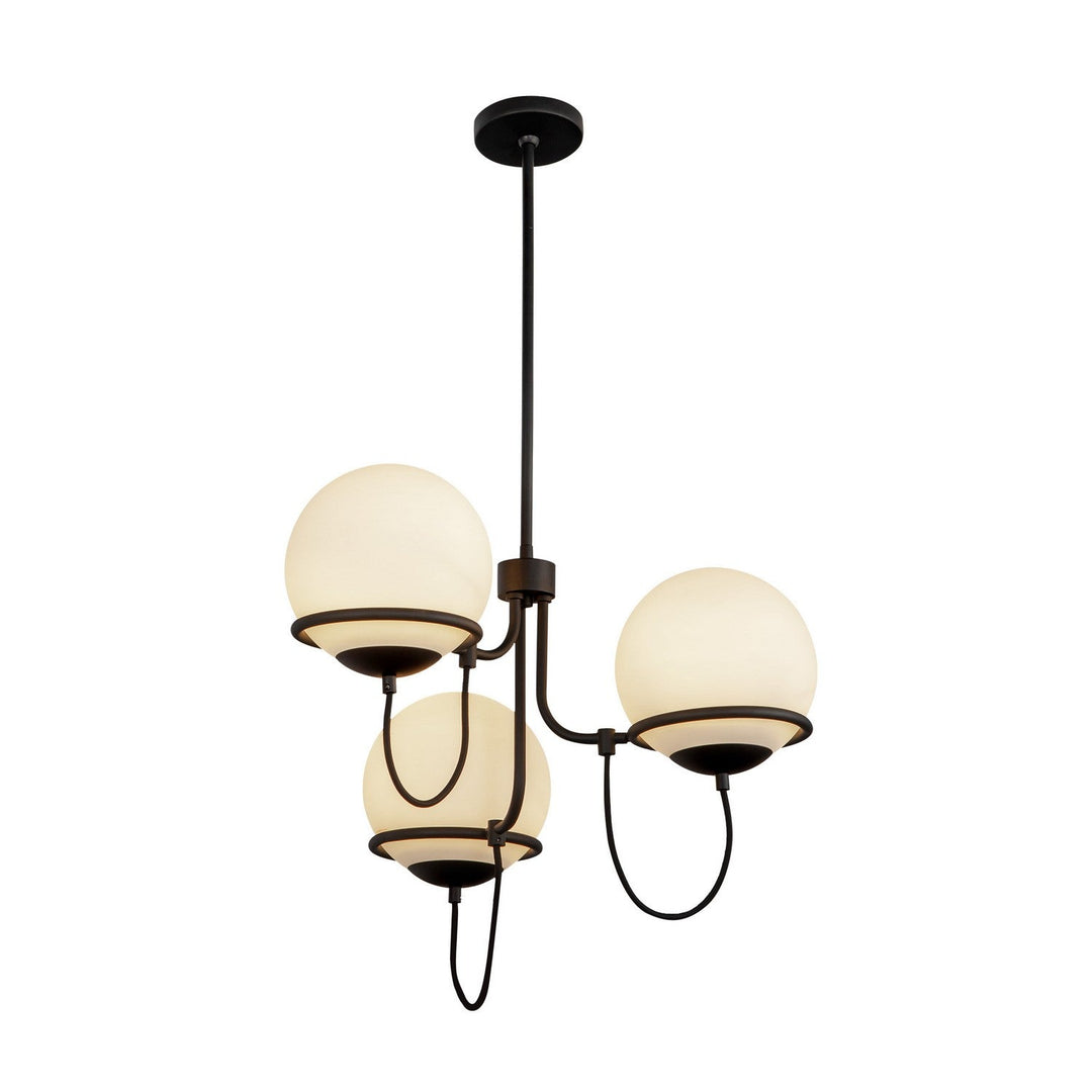 Alora Canada - CH458323MBOP - Three Light Chandelier - Alba - Matte Black/Opal Glass