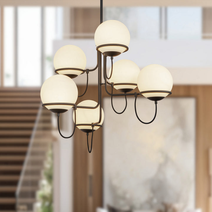 Alora Canada - CH458632MBOP - Six Light Chandelier - Alba - Matte Black/Opal Glass