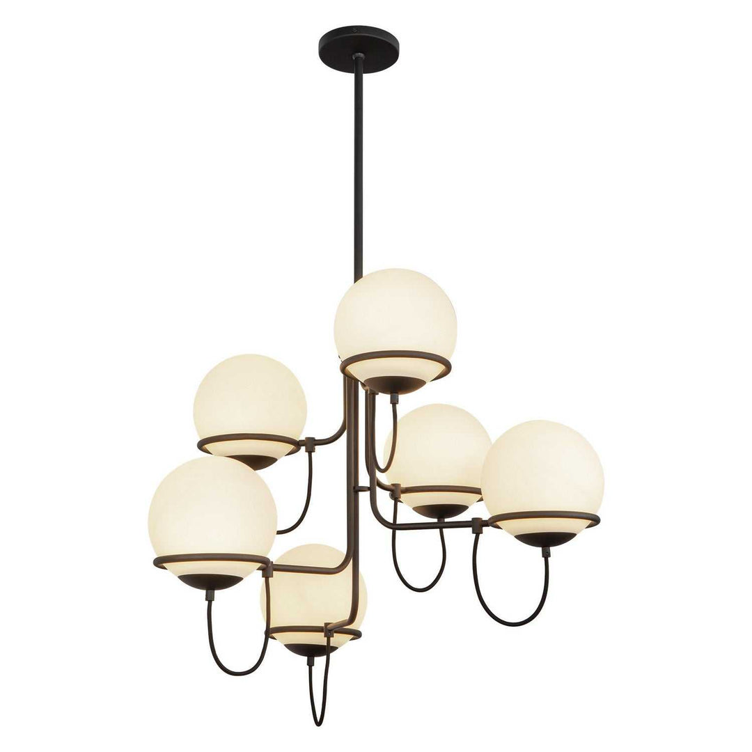 Alora Canada - CH458632MBOP - Six Light Chandelier - Alba - Matte Black/Opal Glass