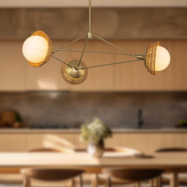 Alora Canada - CH490340BGOP - Three Light Chandelier - Perth - Brushed Gold/Opal Glass