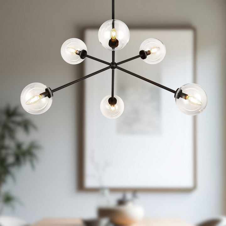 Alora Canada - CH549640MBCL - Six Light Chandelier - Cassia - Matte Black/Clear Glass