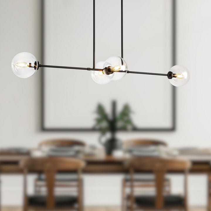 Alora Canada - LP549448MBCL - Four Light Linear Pendant - Cassia - Matte Black/Clear Glass