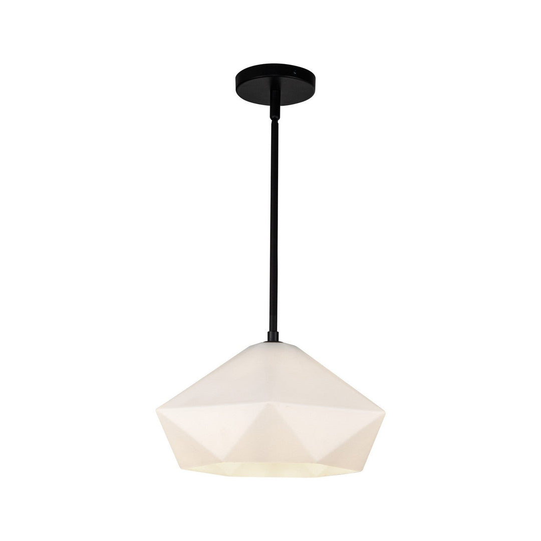 Alora Canada - PD424514MBOP - One Light Pendant - Krysta - Matte Black/Opal Glass