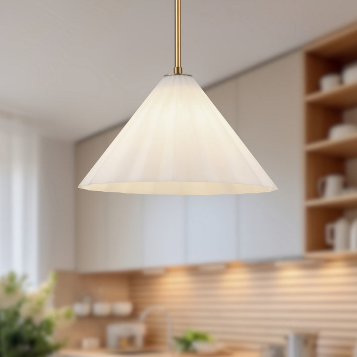 Alora Canada - PD451814AGOP - One Light Pendant - Serena - Aged Gold/Opal Glass