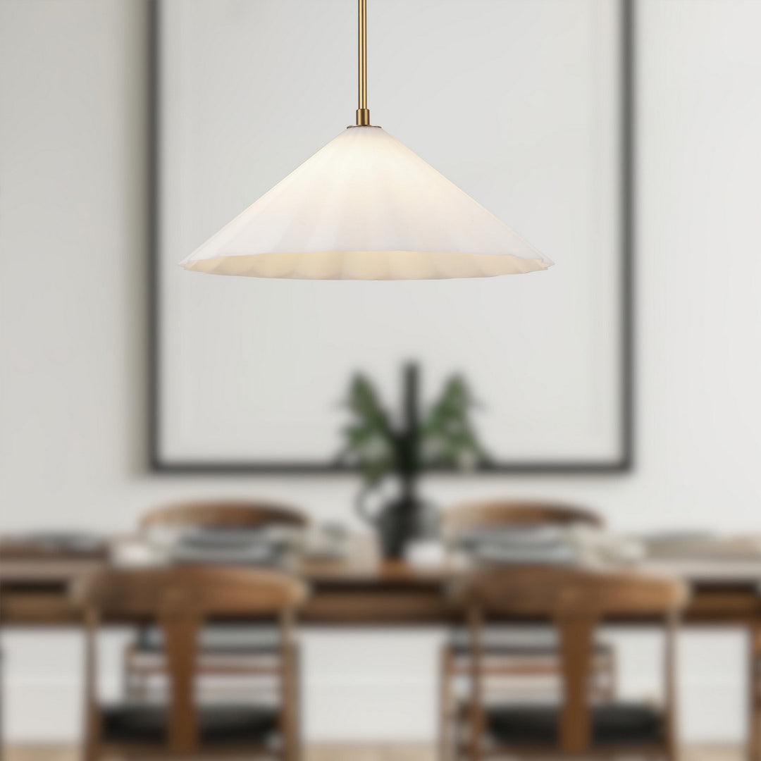 Alora Canada - PD451820AGOP - One Light Pendant - Serena - Aged Gold/Opal Glass