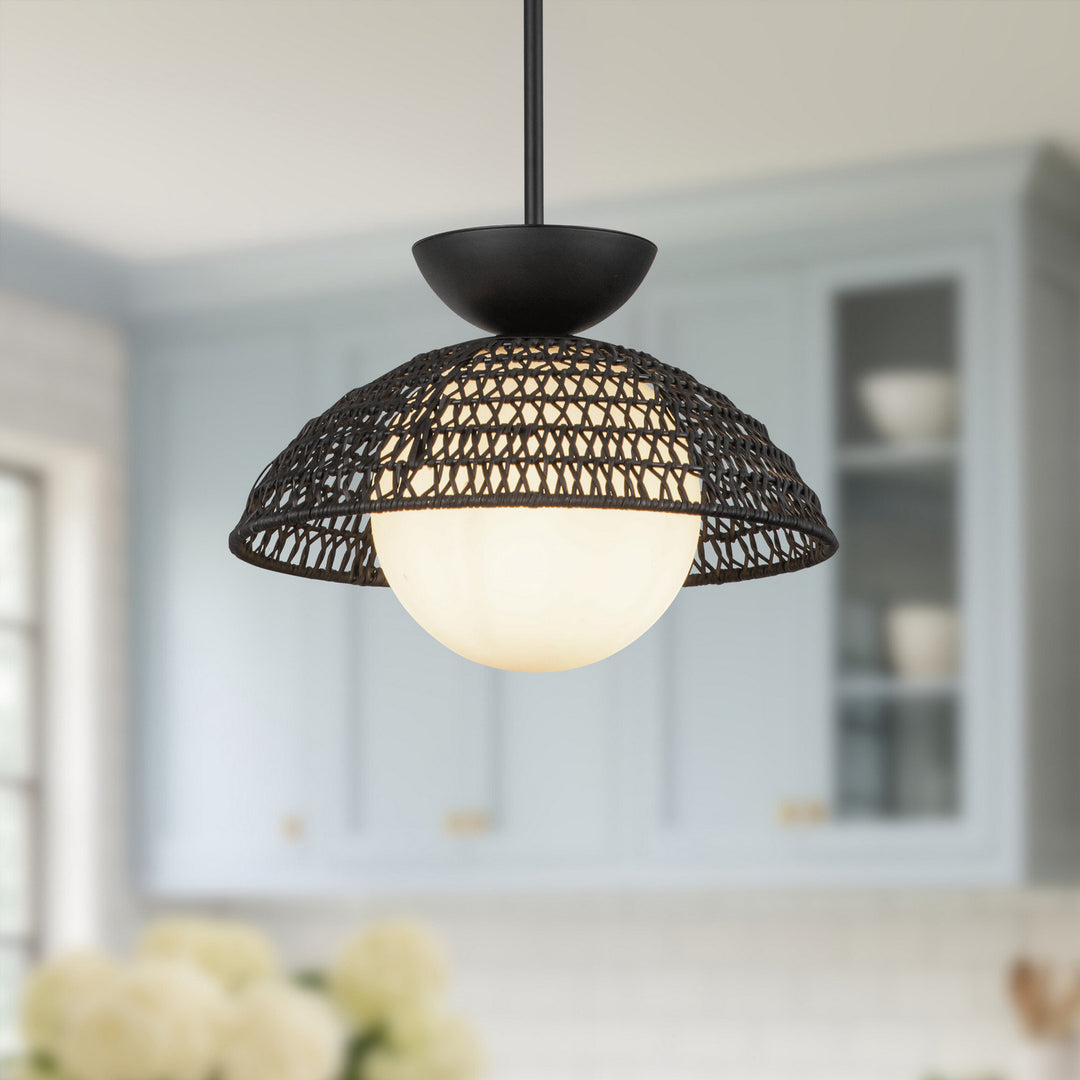Alora Canada - PD490114MBOP - One Light Pendant - Perth - Matte Black/Opal Glass