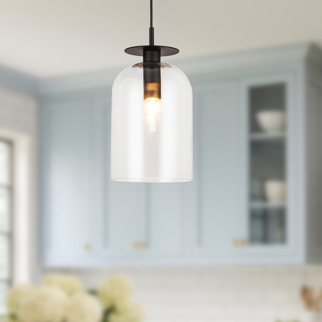 Alora Canada - PD515408MBCL - One Light Pendant - Sylvia - Matte Black/Clear Glass