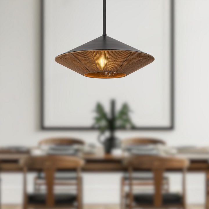 Alora Canada - PD633215MBBR - One Light Pendant - Daphne - Matte Black/Brown Cotton Rope