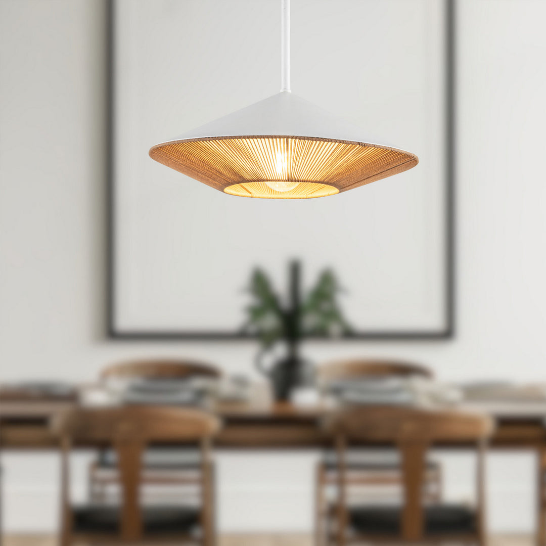 Alora Canada - PD633215WHBR - One Light Pendant - Daphne - White/Brown Cotton Rope