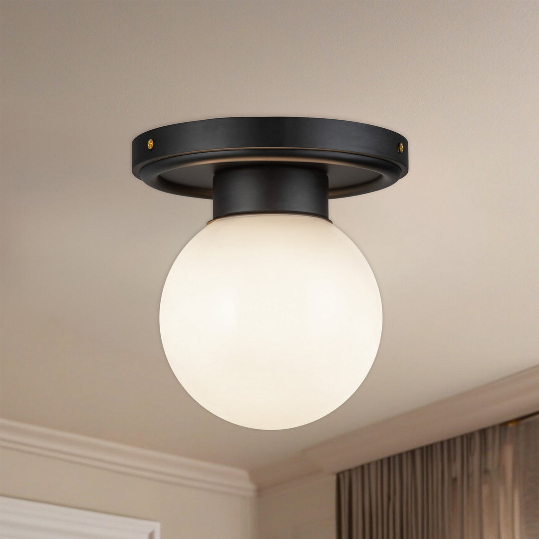 Alora Canada - SF407306MBGO - One Light Semi-Flush Mount - Fiore - Matte Black/Glossy Opal Glass