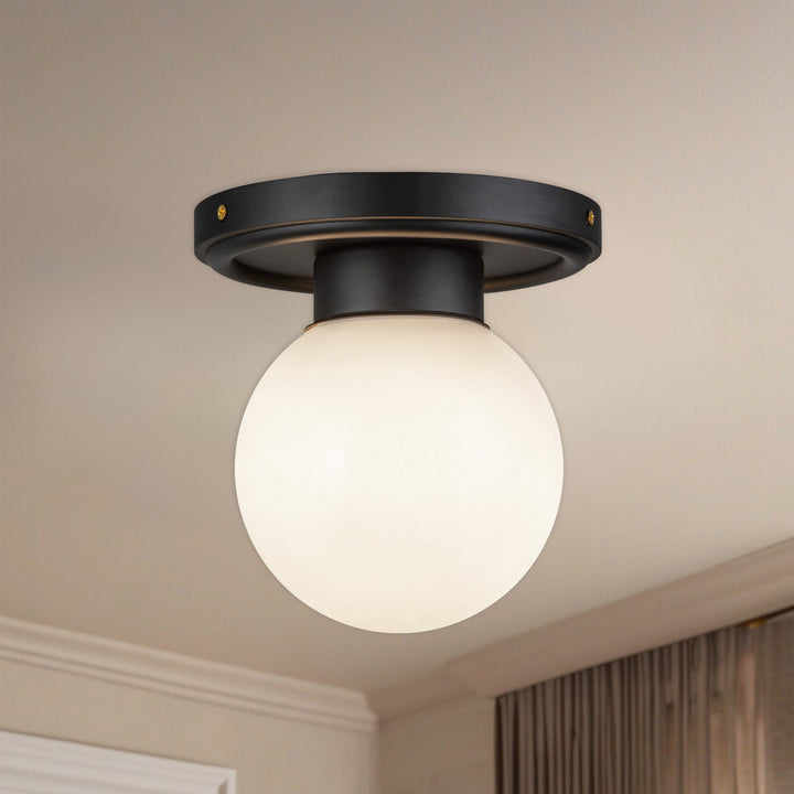 Alora Canada - SF407306MBGO - One Light Semi-Flush Mount - Fiore - Matte Black/Glossy Opal Glass