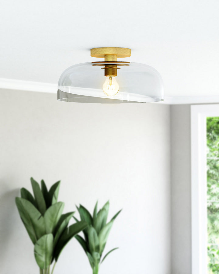 Alora Canada - SF515712BGCL - One Light Semi-Flush Mount - Sylvia - Brushed Gold/Clear Glass
