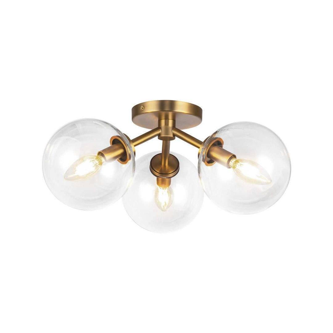 Alora Canada - SF549315AGCL - Three Light Semi-Flush Mount - Cassia - Aged Gold/Clear Glass