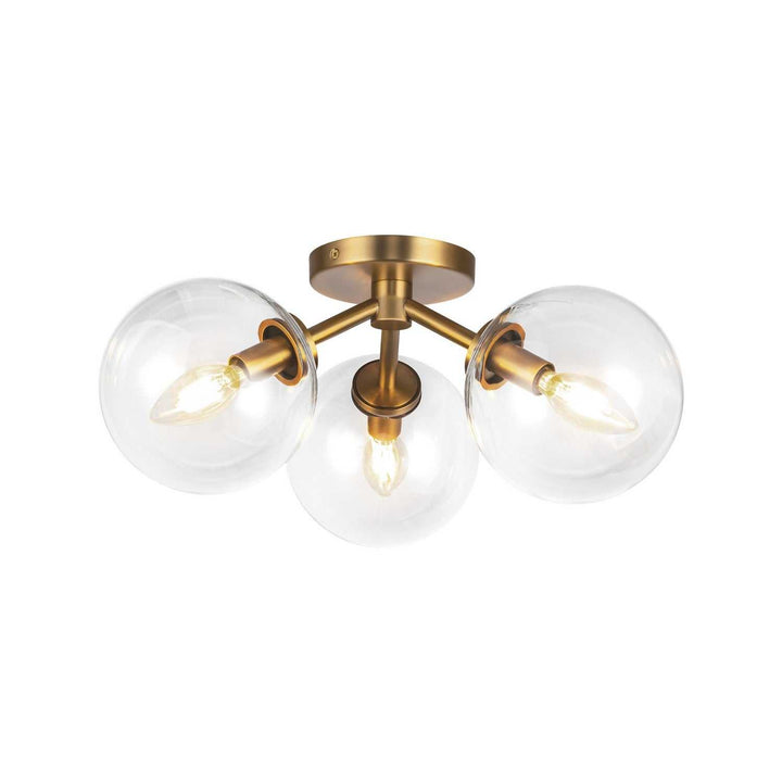 Alora Canada - SF549315AGCL - Three Light Semi-Flush Mount - Cassia - Aged Gold/Clear Glass