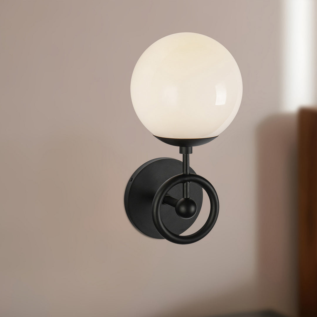 Alora Canada - WV407306MBGO - One Light Wall Vanity - Fiore - Matte Black/Glossy Opal Glass