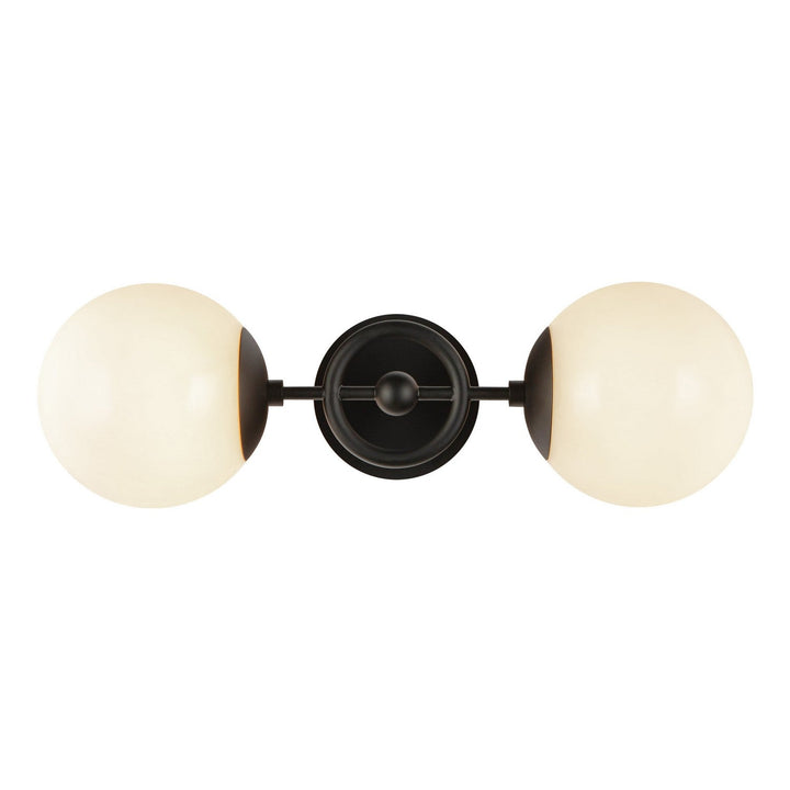 Alora Canada - WV407618MBGO - Two Light Wall Vanity - Fiore - Matte Black/Glossy Opal Glass