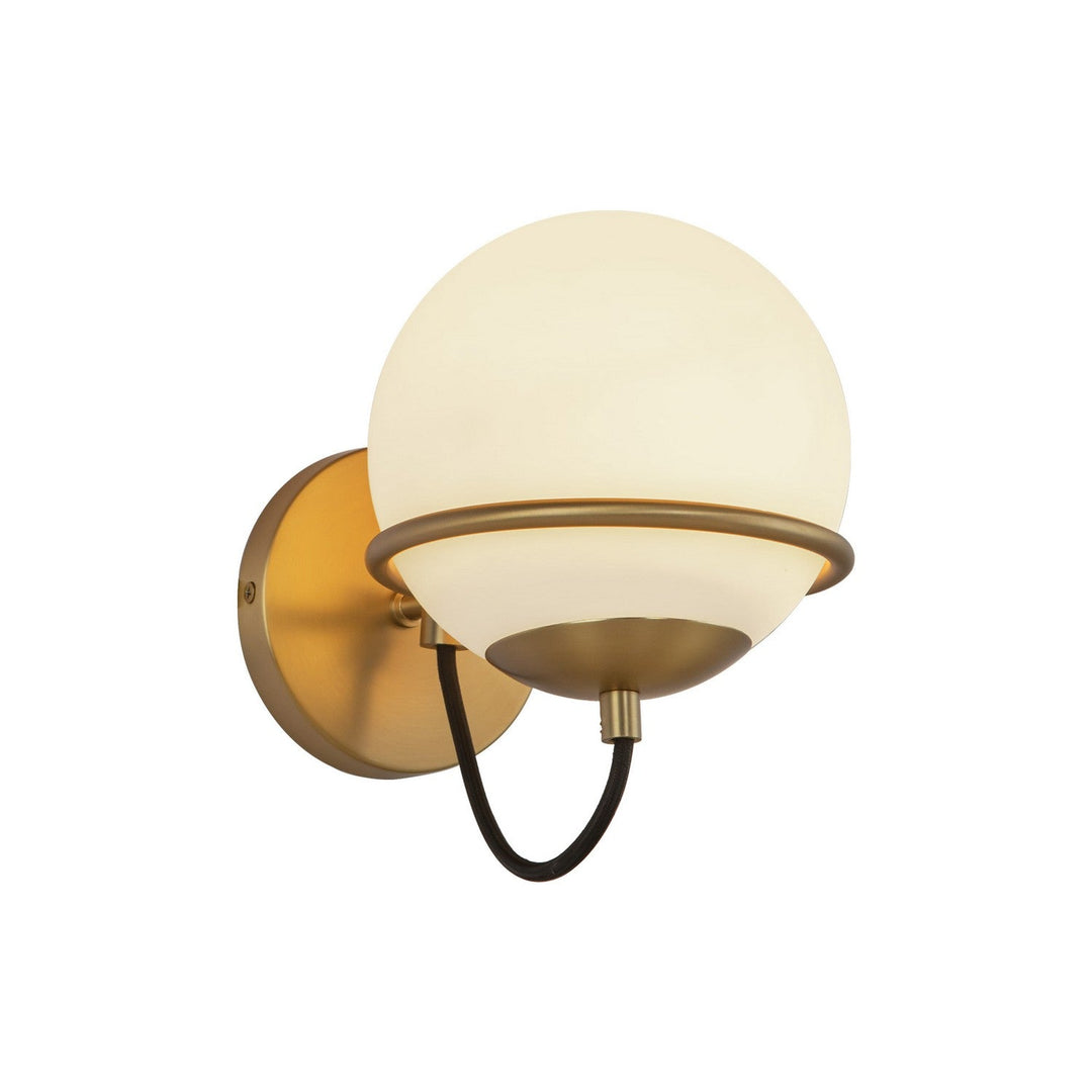 Alba One Light Wall Vanity in Aged Gold/Opal Glass Alora Canada
