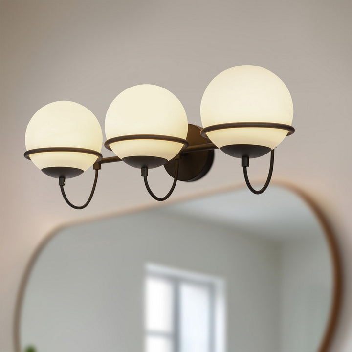 Alora Canada - WV458324MBOP - Three Light Wall Vanity - Alba - Matte Black/Opal Glass