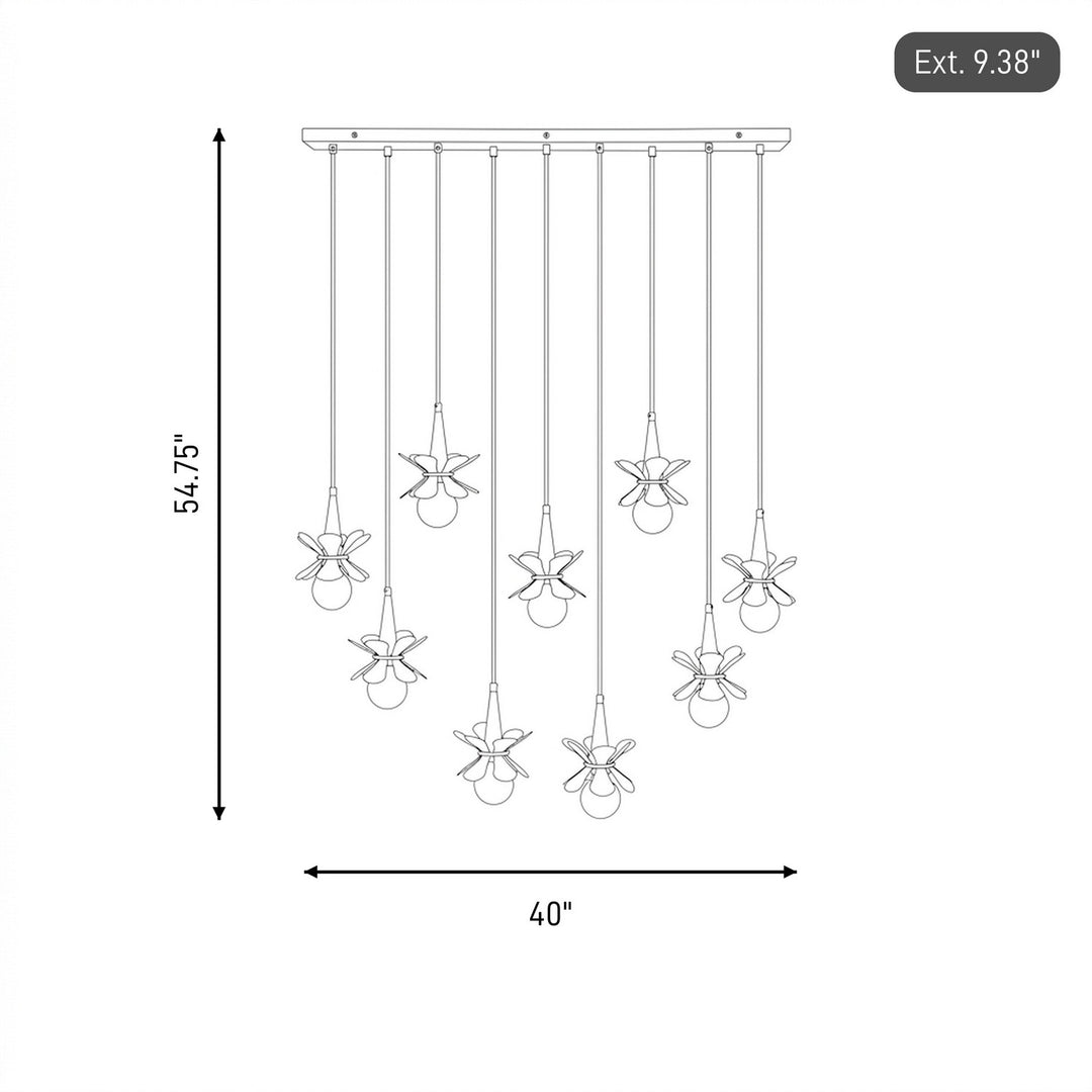 Savoy House - 1-2185-9-103 - Nine Light Linear Chandelier - Portinatx - Satin Black with Hammered Gold