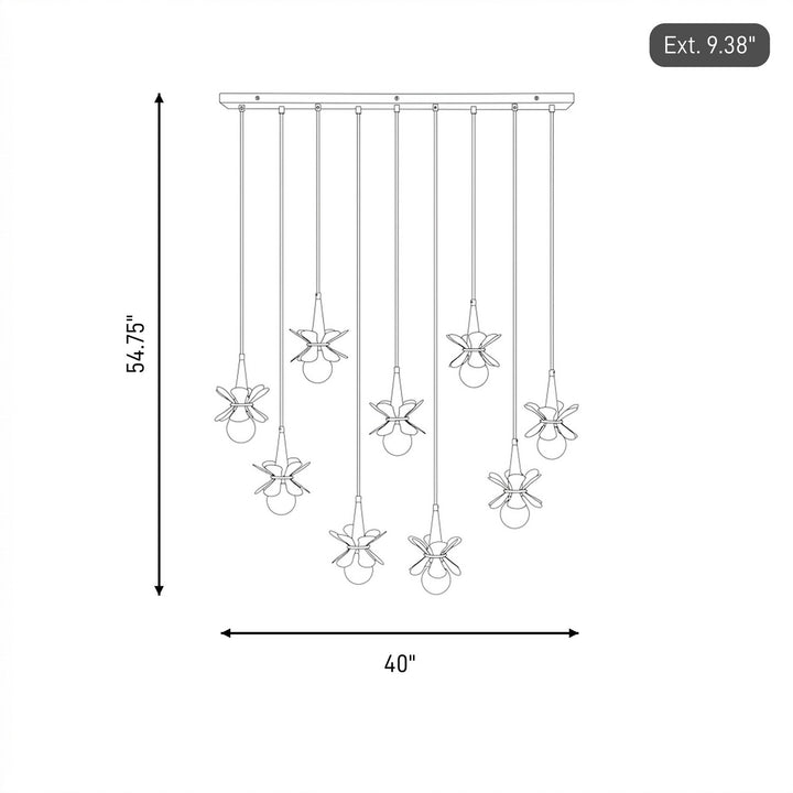 Savoy House - 1-2185-9-103 - Nine Light Linear Chandelier - Portinatx - Satin Black with Hammered Gold