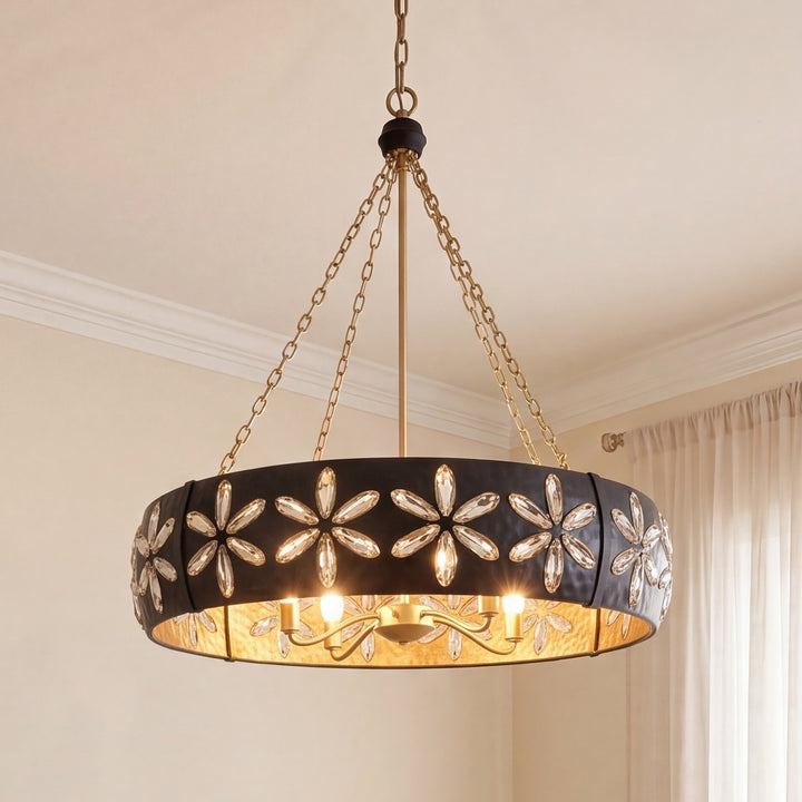 Savoy House - 1-2493-6-104 - Six Light Chandelier - Venice - Metropolis Black and Gold