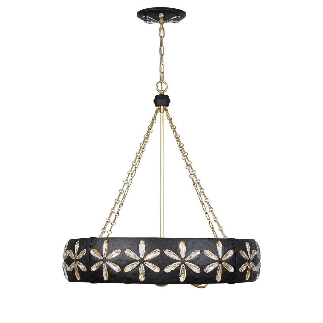 Venice Six Light Chandelier in Metropolis Black and Gold Savoy House