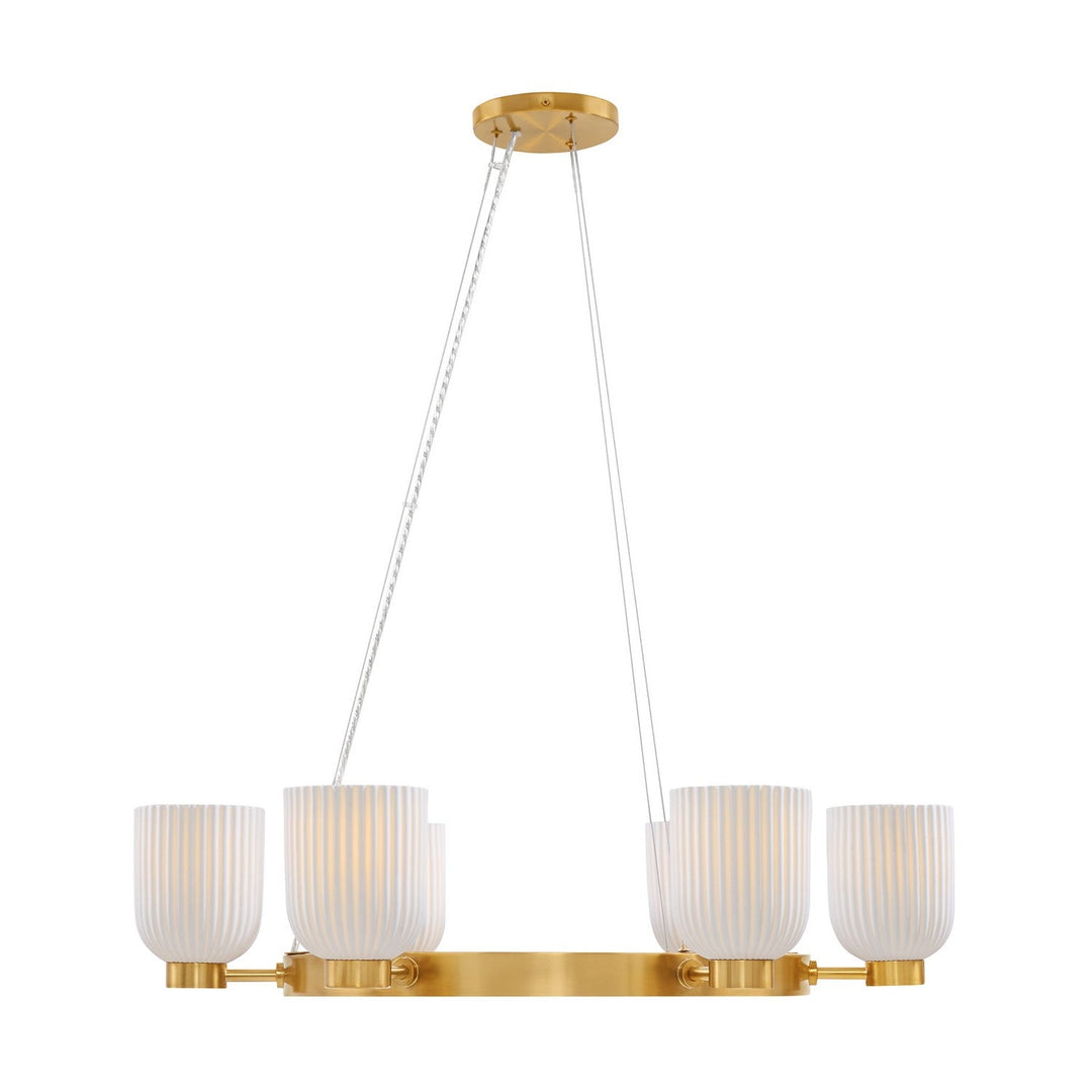 Isla Blanca Six Light Chandelier in Warm Brass Savoy House