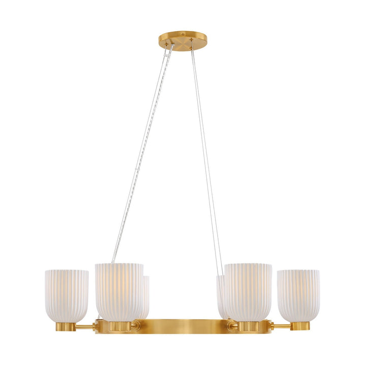 Isla Blanca Six Light Chandelier in Warm Brass Savoy House