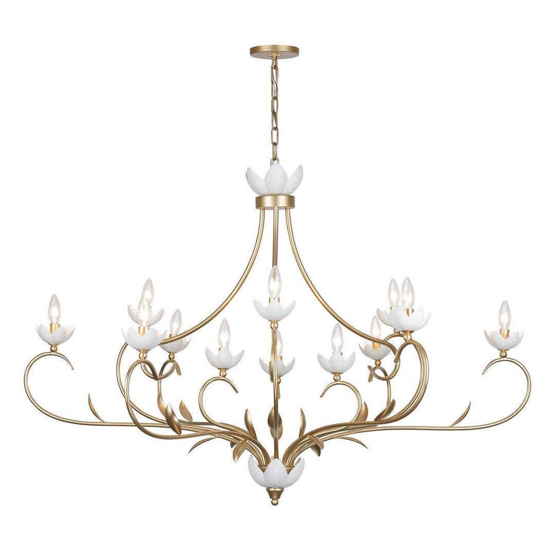 Muse 12 Light Chandelier in French Gold and White Cashmere Savoy House