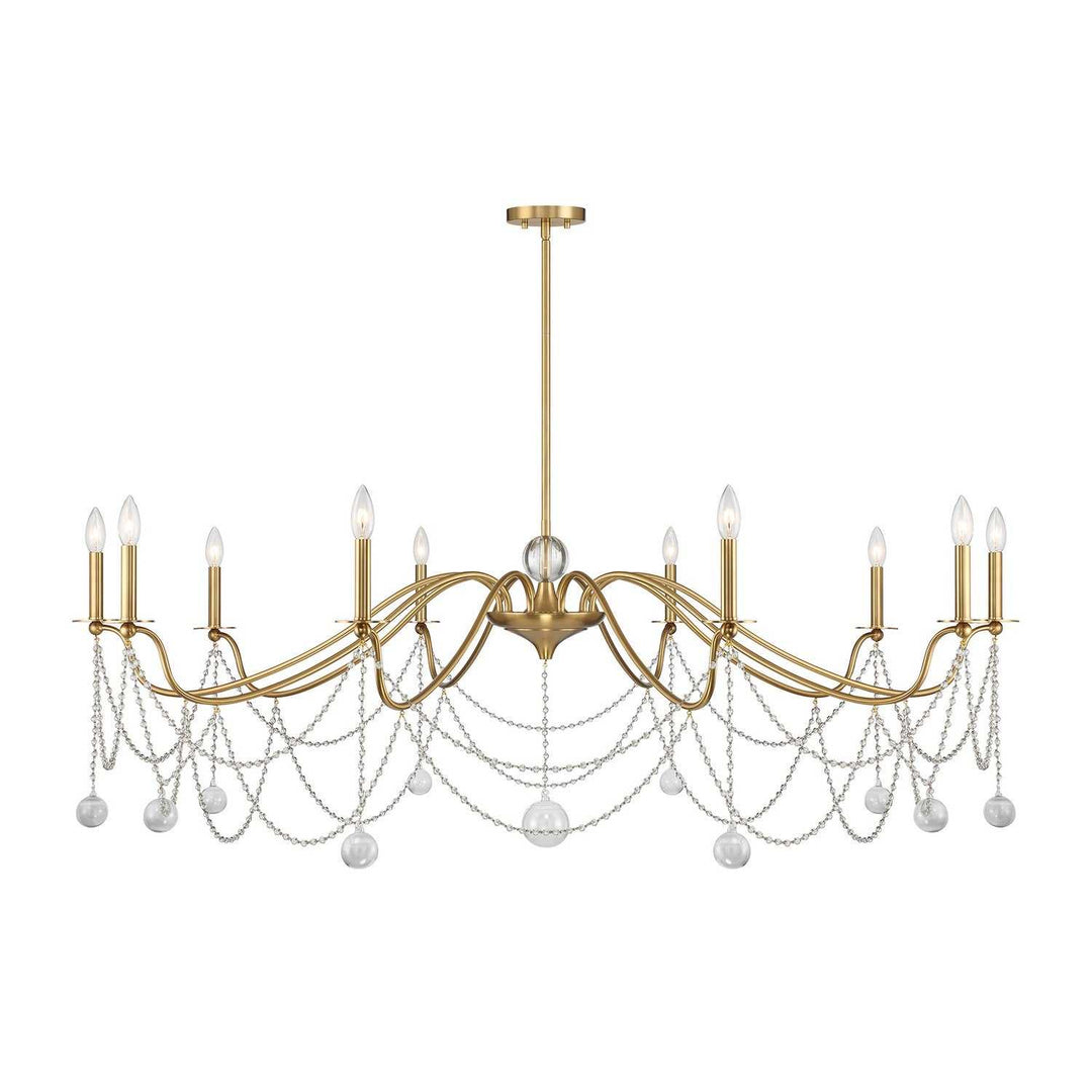 Mariposa Ten Light Chandelier in Warm Brass Savoy House