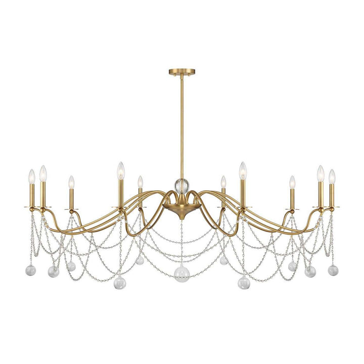 Mariposa Ten Light Chandelier in Warm Brass Savoy House