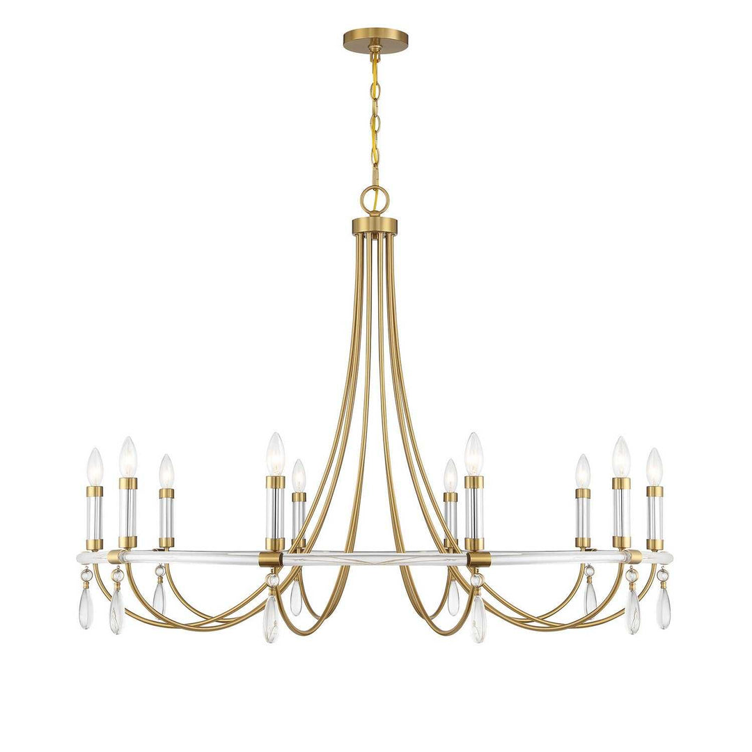 Mayfair Ten Light Chandelier in Warm Brass and Chrome Savoy House