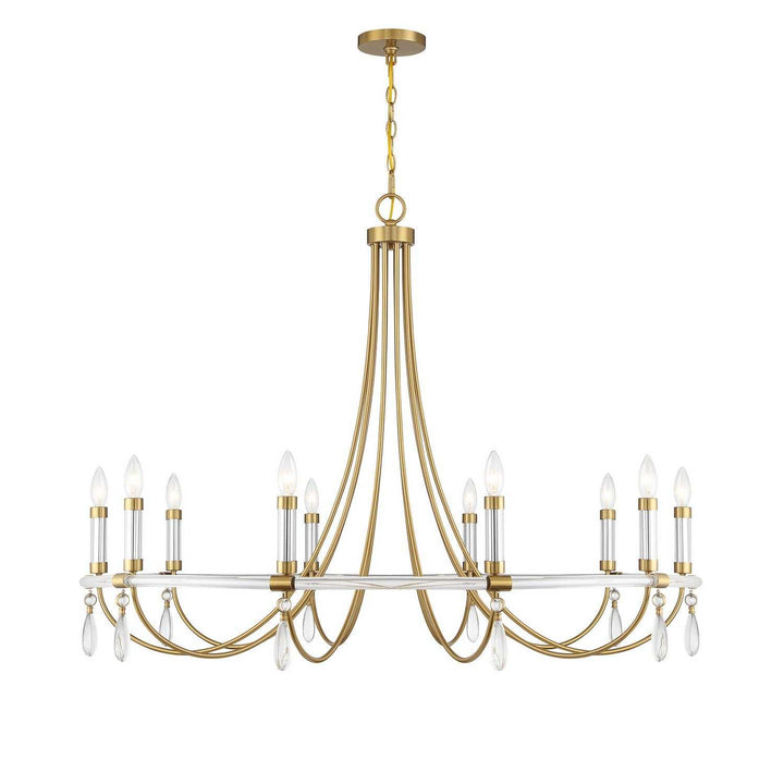 Mayfair Ten Light Chandelier in Warm Brass and Chrome Savoy House
