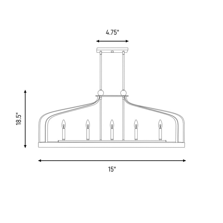 Savoy House - 1-7804-5-142 - Five Light Linear Chandelier - Sheffield - White with Warm Brass Accents