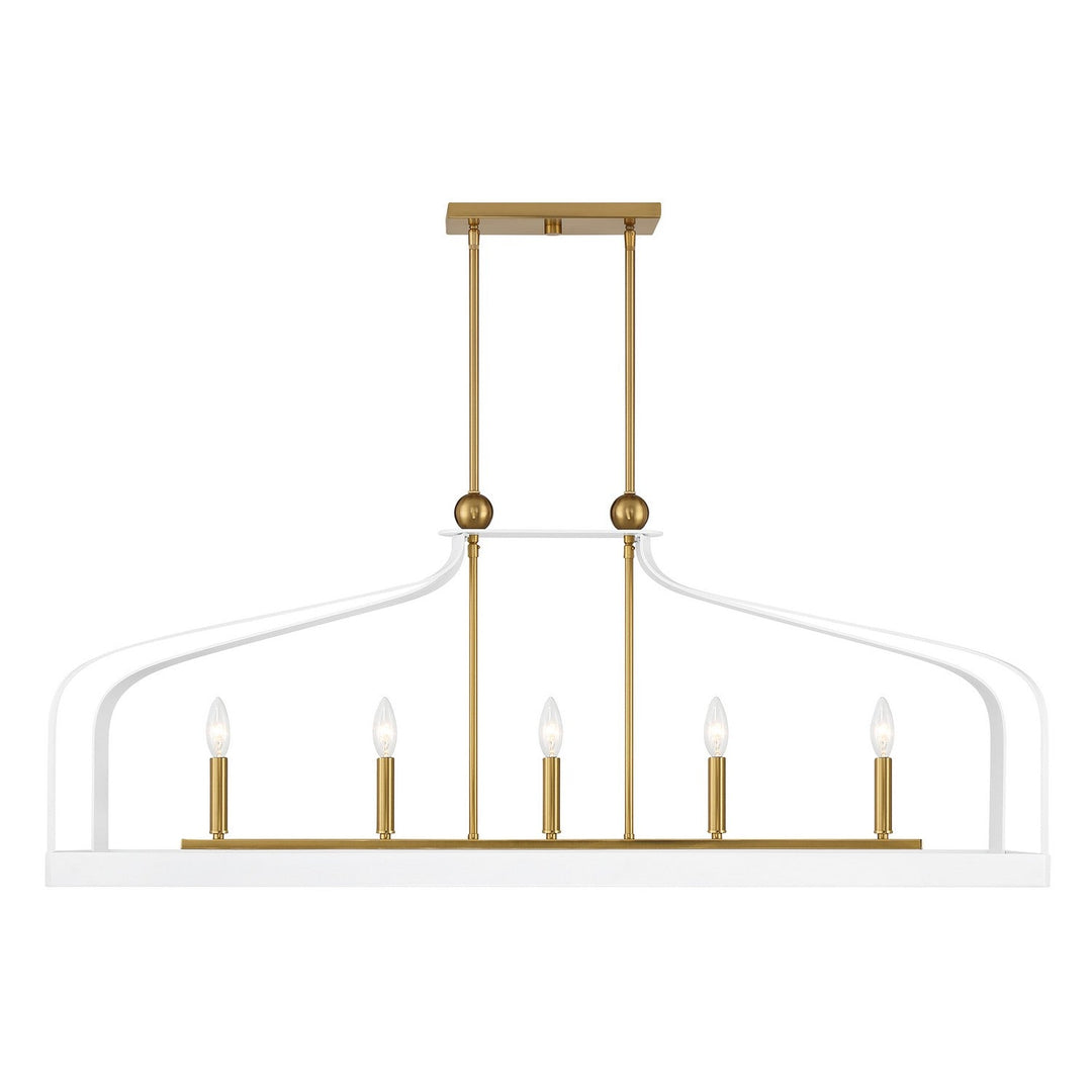 Savoy House - 1-7804-5-142 - Five Light Linear Chandelier - Sheffield - White w/Warm Brass