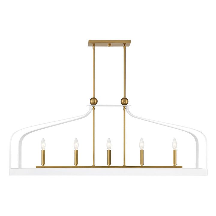 Savoy House - 1-7804-5-142 - Five Light Linear Chandelier - Sheffield - White w/Warm Brass