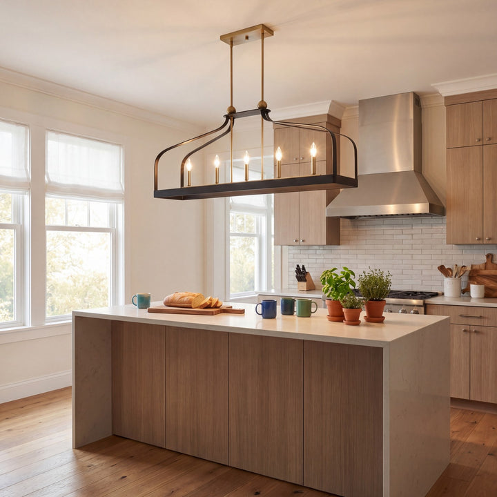 Savoy House - 1-7804-5-143 - Five Light Linear Chandelier - Sheffield - Matte Black with Warm Brass Accents