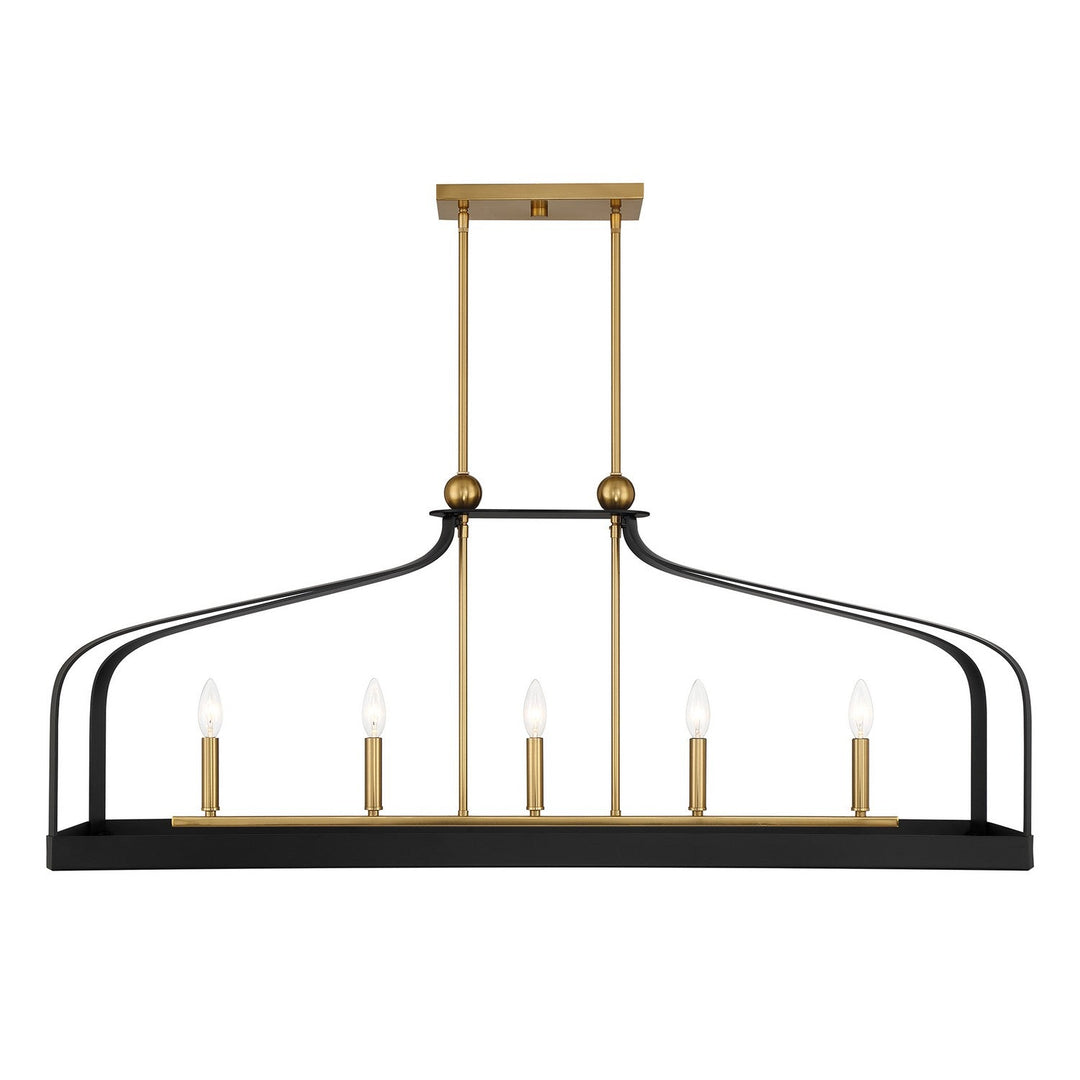 Savoy House - 1-7804-5-143 - Five Light Linear Chandelier - Sheffield - Matte Black w/Warm Brass